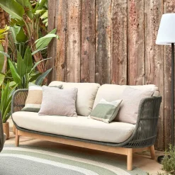 Wohnen Rattanmöbel*Skandi Sofa aus Kordel in Dunkelgrün - Pluto