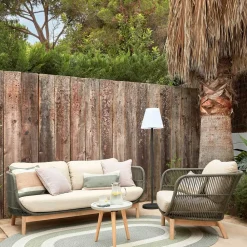 Wohnen Rattanmöbel*Skandi Sofa aus Kordel in Dunkelgrün - Pluto