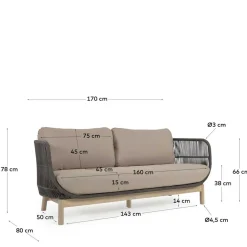 Wohnen Rattanmöbel*Skandi Sofa aus Kordel in Dunkelgrün - Pluto