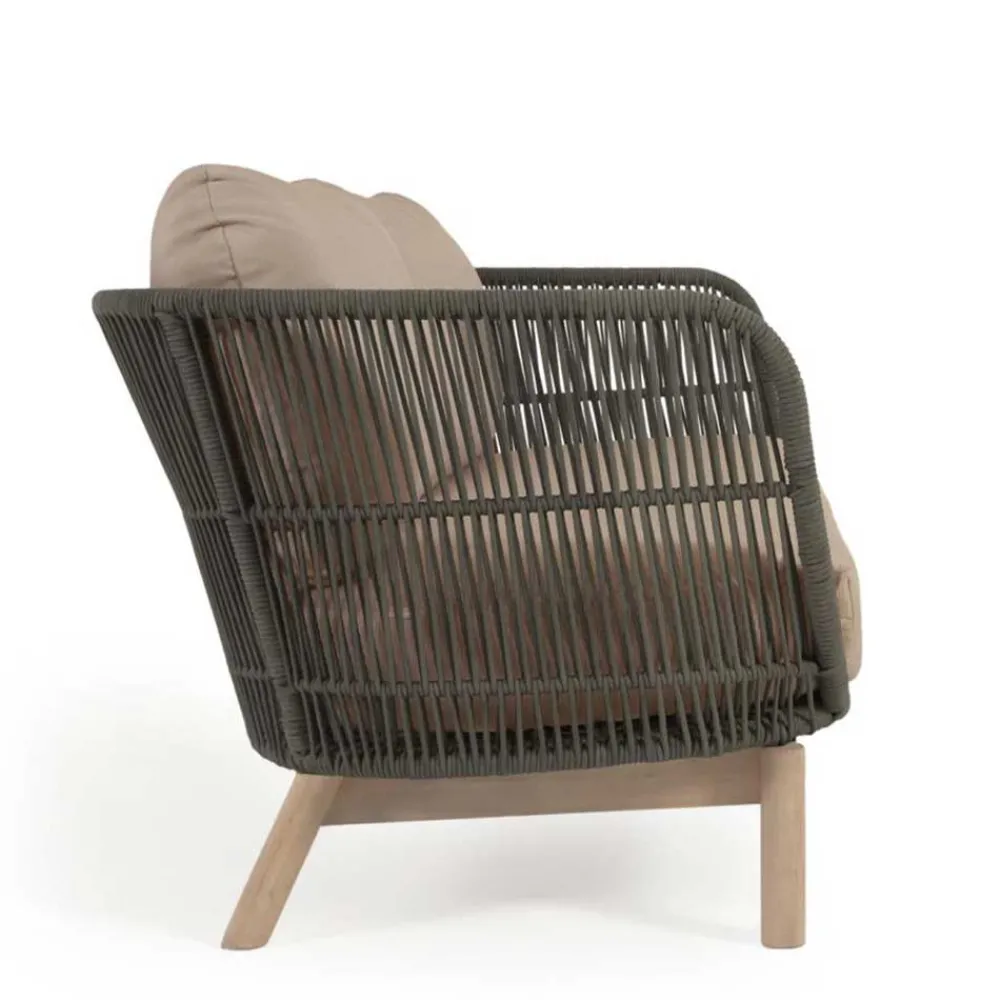 Wohnen Rattanmöbel*Skandi Sofa aus Kordel in Dunkelgrün - Pluto