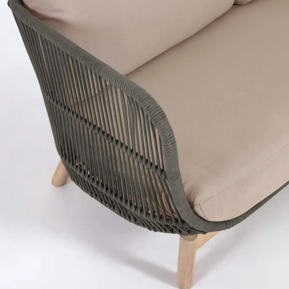 Wohnen Rattanmöbel*Skandi Sofa aus Kordel in Dunkelgrün - Pluto