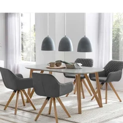 Wohnen Skandinavische Möbel*Skandi Tischgruppe mit Armlehnstühlen - Lusa (fünfteilig)