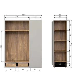 Wohnen Kleiderschränke|Kleiderschränke*Skandi 3-türiger Schlafzimmerschrank in Grau - Rochella