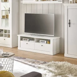 Wohnen Skandi TV Board in weißer Holzoptik Pinie - Liancos