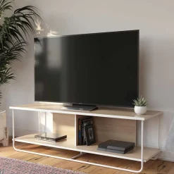 Wohnen Tv & Hifi-Möbel|Tv & Hifi-Möbel*Skandi TV Tisch in Weiß und Natur - Elmavirio