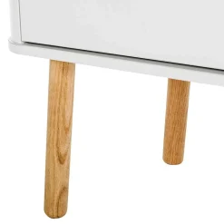 Wohnen Skandi Vitrine in Weiß und Eiche Natur - Yarisis