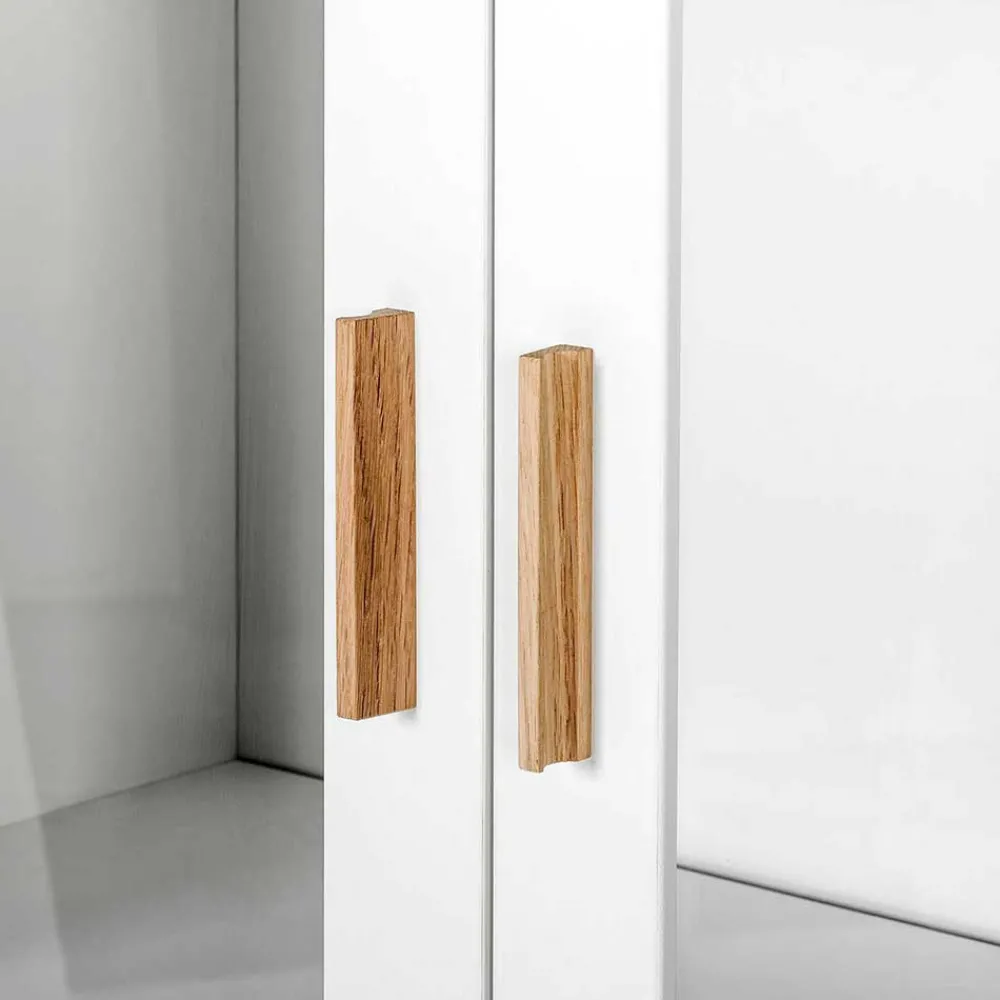 Wohnen Skandi Vitrine in Weiß und Eiche Natur - Yarisis