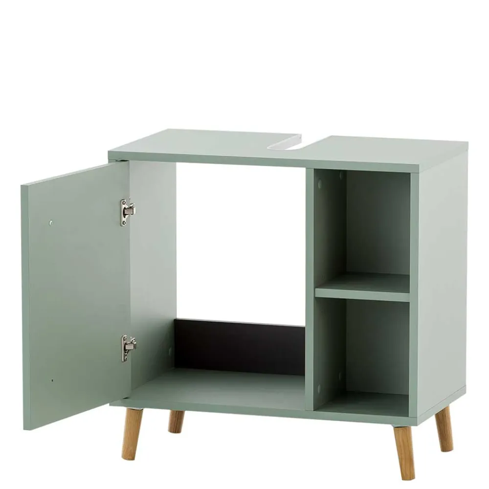 Wohnen Skandi Waschbeckenunterschrank in Graugrün - Vereny