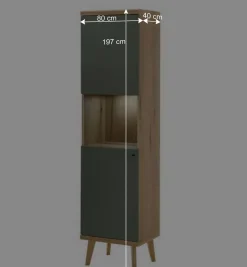 Wohnen Wohnwände|Wohnwand*Skandi Wohnwand Möbel in Graugrün - Oliva (vierteilig)