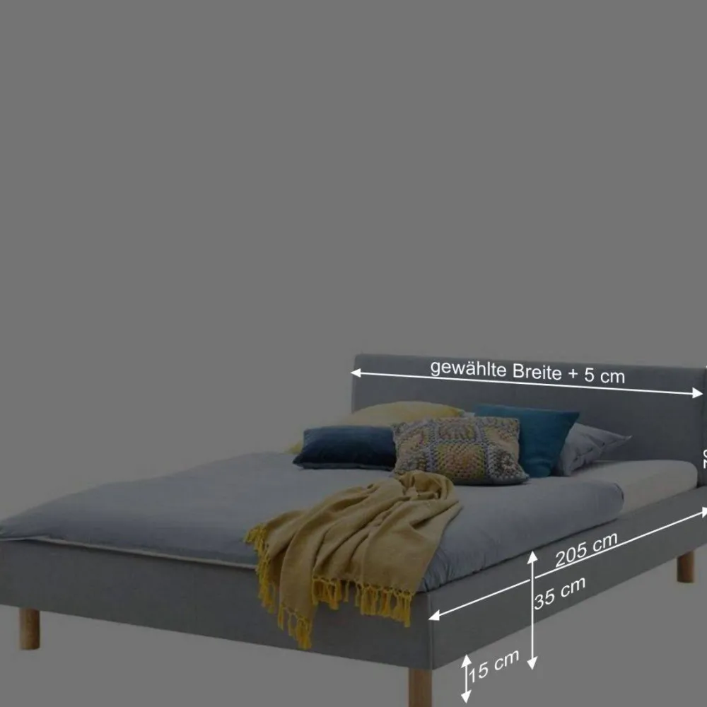 Wohnen Skandinavisches Polsterbett in Hellblau Webstoff - Ortava