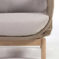 Wohnen Sofa aus Kordel Geflecht & Holz mit Polster - Calivias