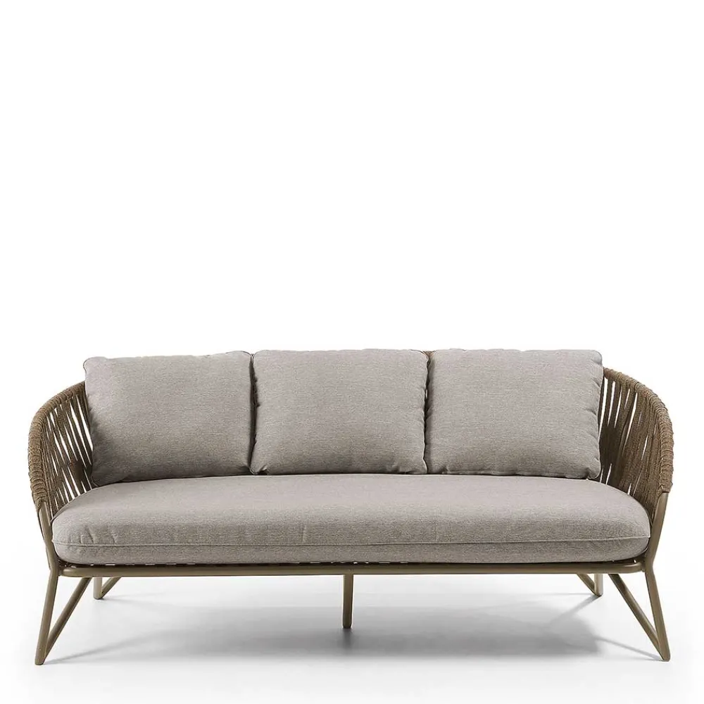 Wohnen Rattanmöbel*Sofa aus Seilgeflecht in Hellbraun & Beige - Jadnea