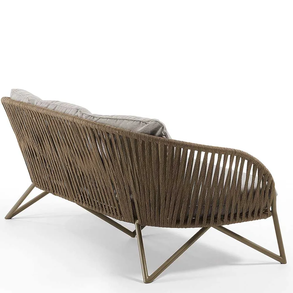 Wohnen Rattanmöbel*Sofa aus Seilgeflecht in Hellbraun & Beige - Jadnea