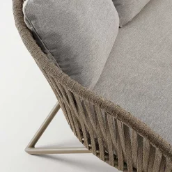 Wohnen Rattanmöbel*Sofa aus Seilgeflecht in Hellbraun & Beige - Jadnea