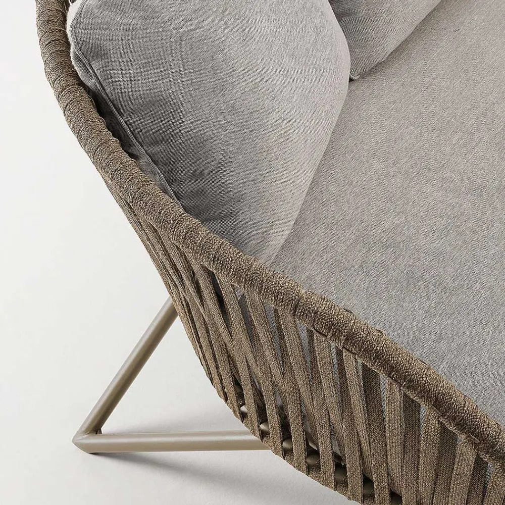 Wohnen Rattanmöbel*Sofa aus Seilgeflecht in Hellbraun & Beige - Jadnea