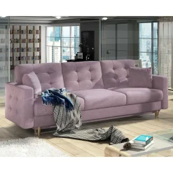Wohnen Schlafsofas*Sofa mit Bettfunktion in Altrosa Samt - Graland