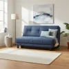 Wohnen Sofa mit Bettfunktion in Blau Webstoff - Sulara
