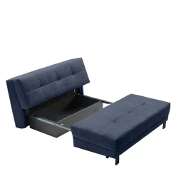 Wohnen Sofa mit Bettfunktion in Blau Webstoff - Sulara