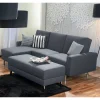 Wohnen Schlafsofas*Sofaecke in Jeansblau mit Chrom - Rudolf (zweiteilig)