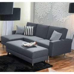 Wohnen Schlafsofas*Sofaecke in Jeansblau mit Chrom - Rudolf (zweiteilig)
