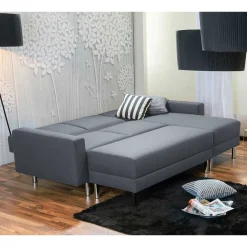 Wohnen Schlafsofas*Sofaecke in Jeansblau mit Chrom - Rudolf (zweiteilig)