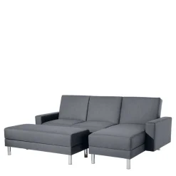 Wohnen Schlafsofas*Sofaecke in Jeansblau mit Chrom - Rudolf (zweiteilig)