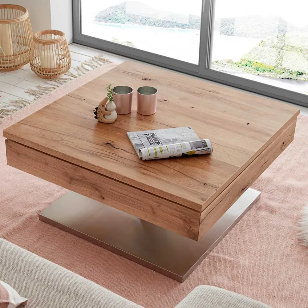 Wohnen Naturholzmöbel|Massivholzmöbel*Sofatisch auf Säulengestell - Esniwida