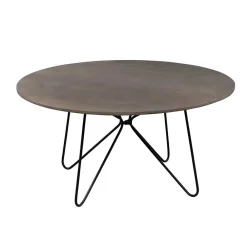 Wohnen Schwarze Möbel|Graue Möbel*Sofatisch aus Mangobaum Massivholz in Mattsilber - Dosa