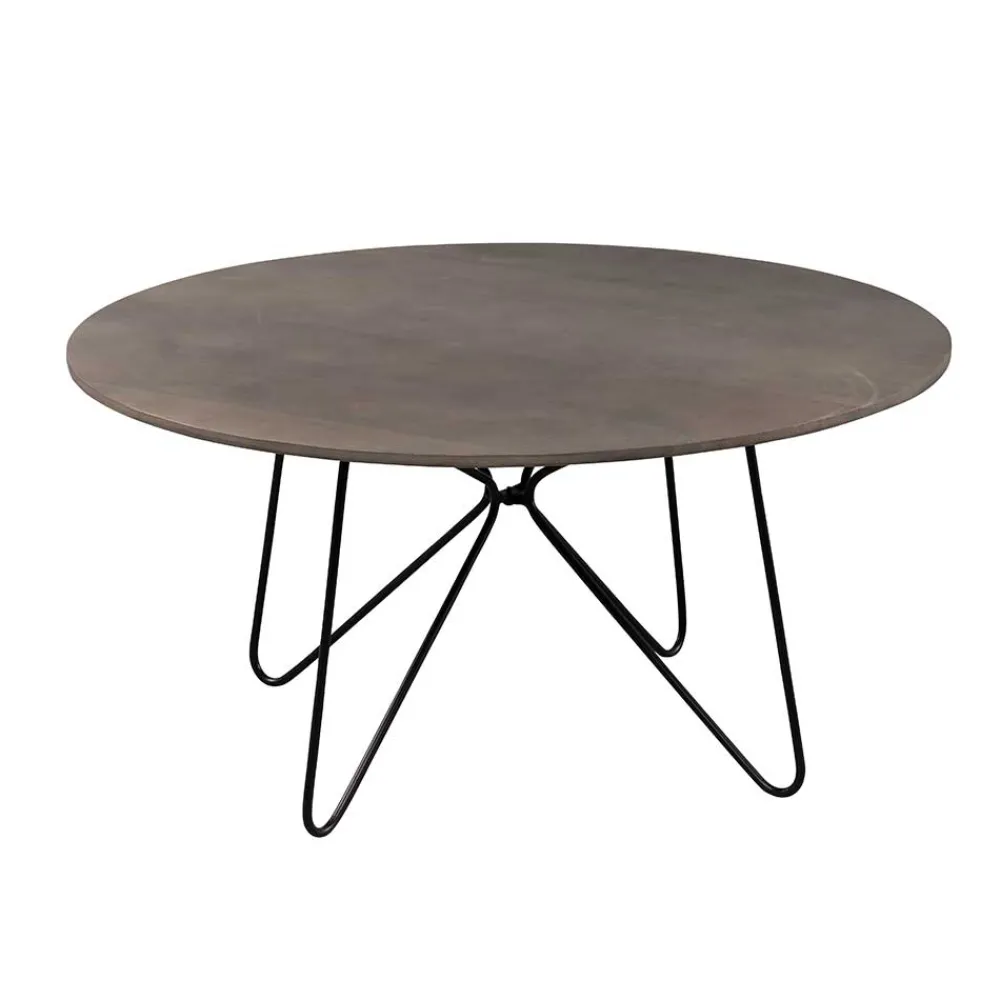 Wohnen Schwarze Möbel|Graue Möbel*Sofatisch aus Mangobaum Massivholz in Mattsilber - Dosa