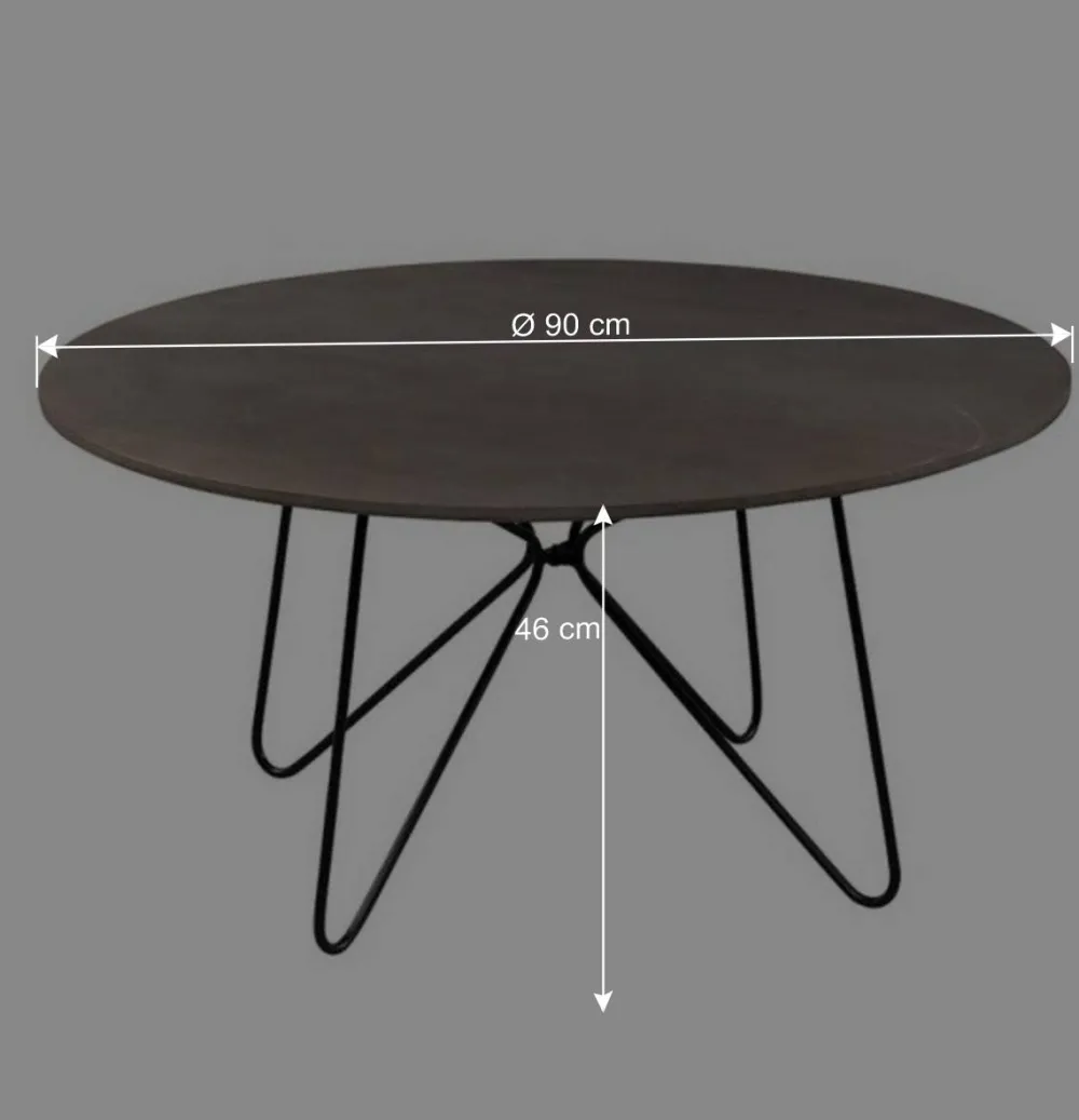 Wohnen Schwarze Möbel|Graue Möbel*Sofatisch aus Mangobaum Massivholz in Mattsilber - Dosa