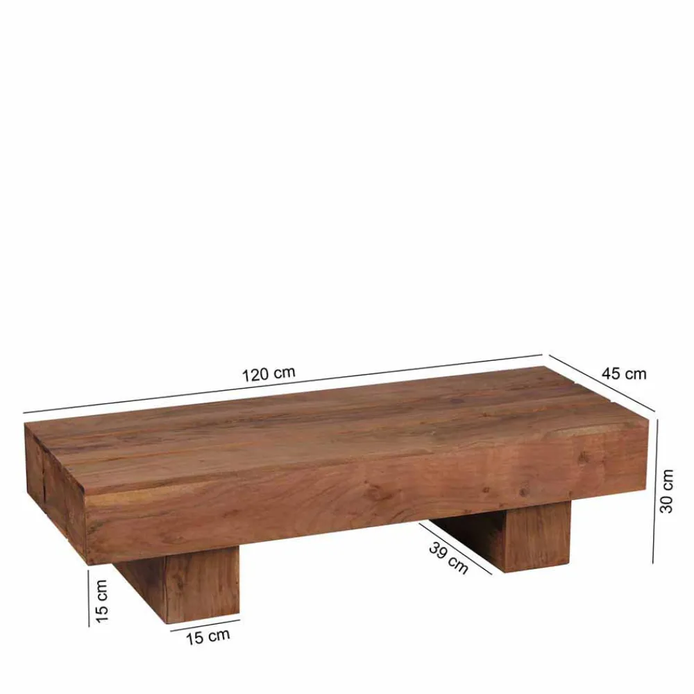 Wohnen Naturholzmöbel|Tische*Sofatisch aus naturbelassenem Holz Oridano Akazie massiv