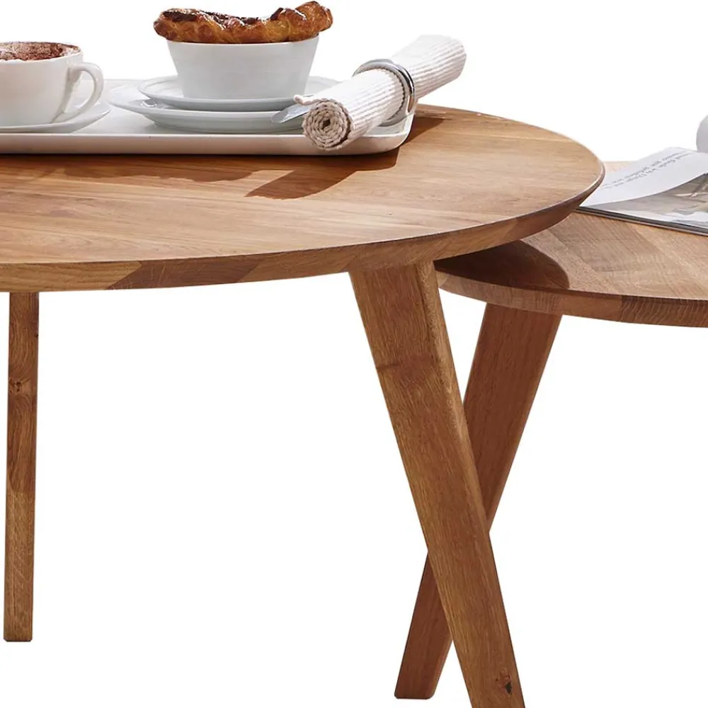 Wohnen Couchtisch|Retro Möbel*Sofatisch Set aus Wildeiche Massivholz - Ofmany (zweiteilig)