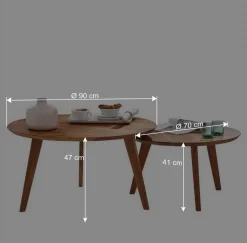 Wohnen Couchtisch|Retro Möbel*Sofatisch Set aus Wildeiche Massivholz - Ofmany (zweiteilig)