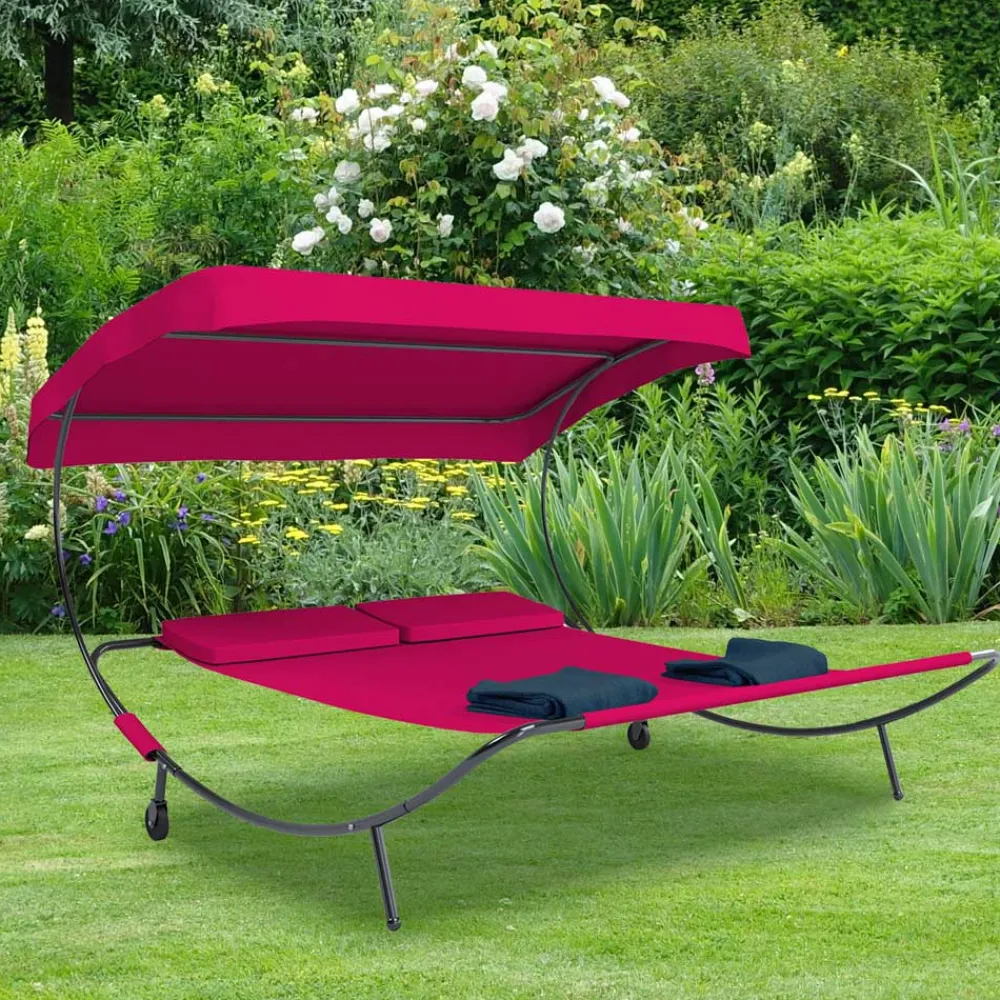 Wohnen Metall-Gartenmöbel|Gartenliegen*Sonnenliege für zwei Personen in Rot - Conopca