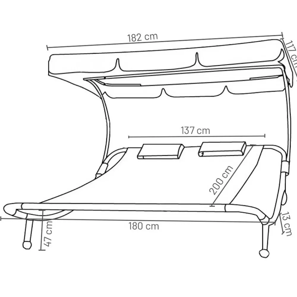 Wohnen Metall-Gartenmöbel|Gartenliegen*Sonnenliege für zwei Personen in Rot - Conopca
