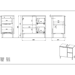 Wohnen Glasmöbel|Badezimmer Komplett*Spiegel & Beckenschrank in Weiß Glanz - Narilos (zweiteilig)