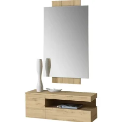 Wohnen Garderoben|Garderoben*Spiegel & Hängekonsole in Wildeiche - Loriot (zweiteilig)