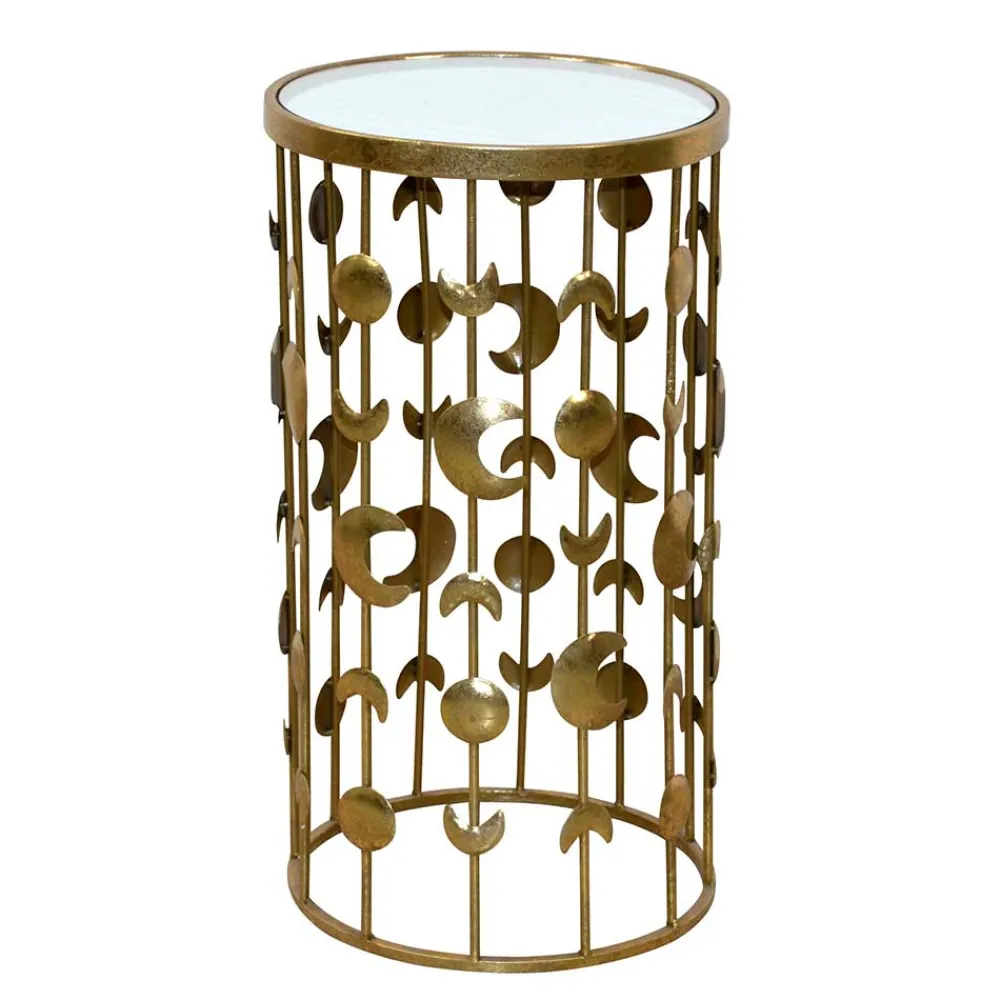 Wohnen Spiegel Beistelltisch auf Säulengestell mit Monden - Teameus