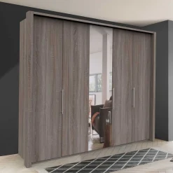 Wohnen Spiegel Kleiderschrank in Holz-Nachbildung - Crenba
