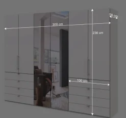 Wohnen Weiße Möbel|Glasmöbel*Spiegel Kleiderschrank mit Falttüren - Donpiave