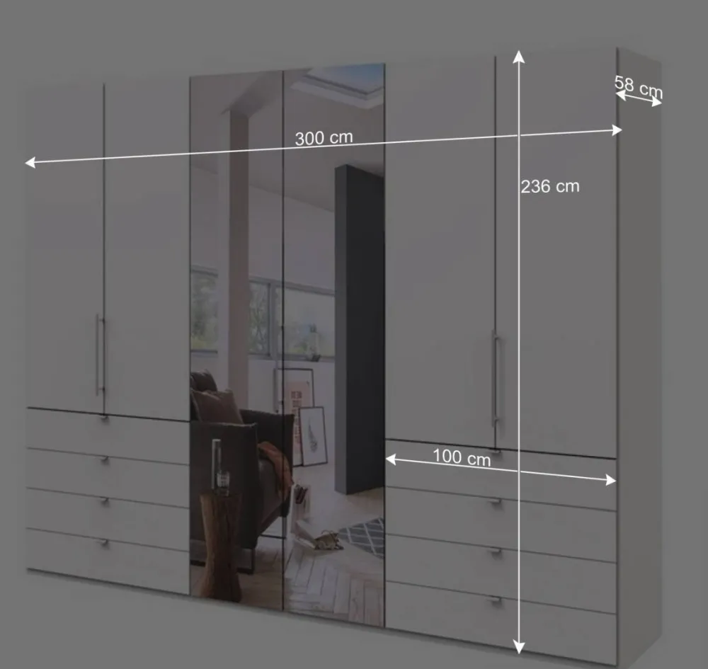 Wohnen Weiße Möbel|Glasmöbel*Spiegel Kleiderschrank mit Falttüren - Donpiave