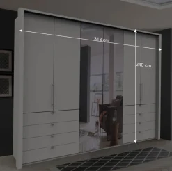 Wohnen Weiße Möbel|Glasmöbel*Spiegel Kleiderschrank mit Falttüren - Donpiave