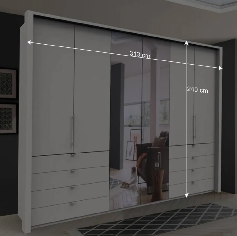 Wohnen Weiße Möbel|Glasmöbel*Spiegel Kleiderschrank mit Falttüren - Donpiave