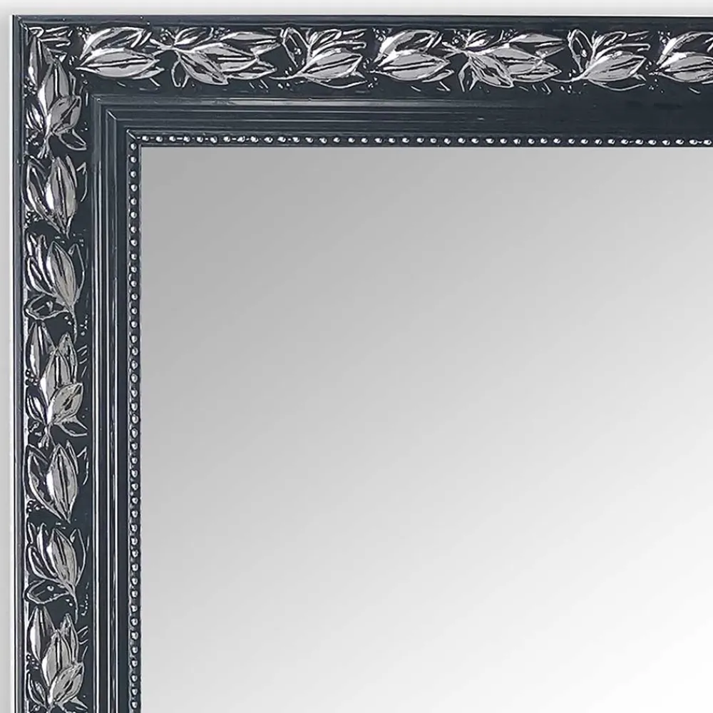 Wohnen Spiegel mit Holzrahmen in Schwarz Silber - Aphrano