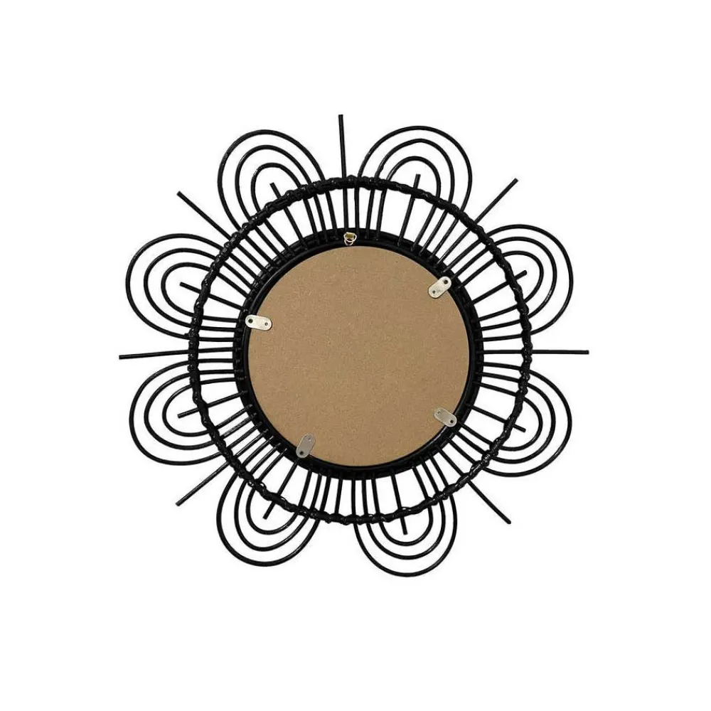 Wohnen Spiegel mit Rattanrahmen im Blumen Look - Puzian