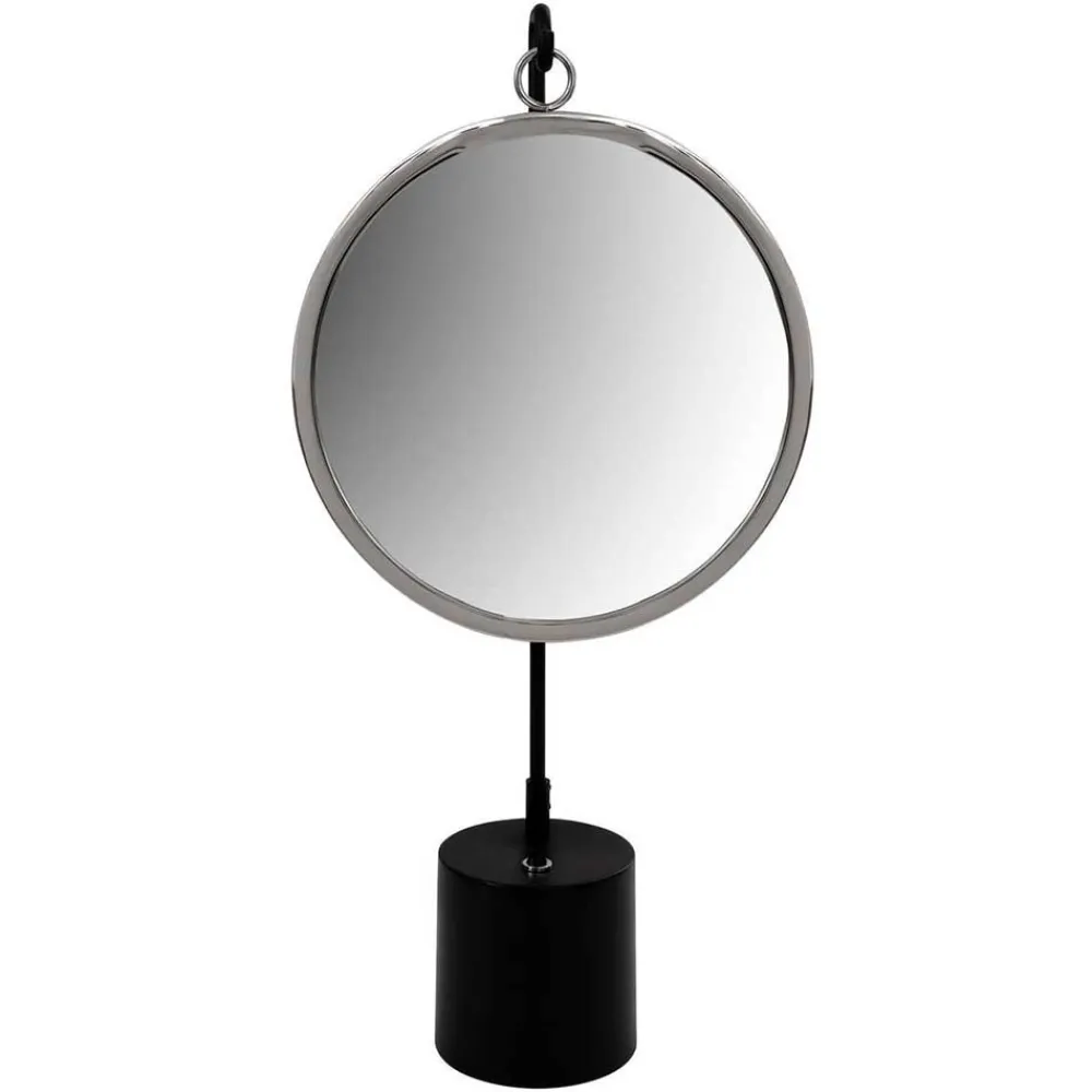 Wohnen Spiegel mit Ständer in Silber und Schwarz - Fraduno