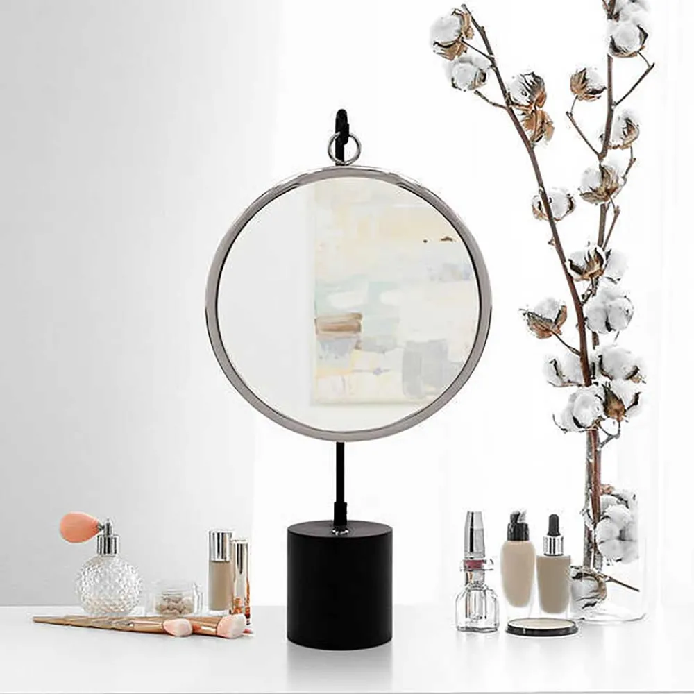 Wohnen Spiegel mit Ständer in Silber und Schwarz - Fraduno