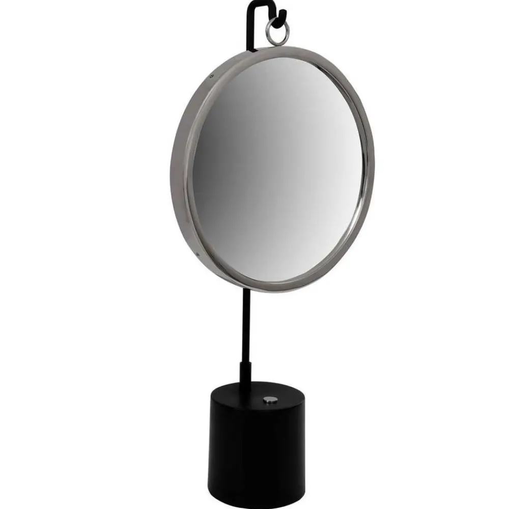 Wohnen Spiegel mit Ständer in Silber und Schwarz - Fraduno