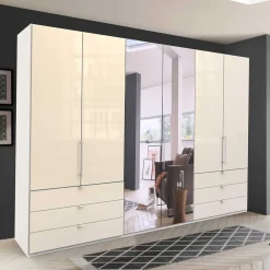 Wohnen Weiße Möbel|Glasmöbel*Spiegel Schlafzimmerschrank mit Falttüren - Zidarie