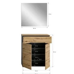Wohnen Spiegel und Schuhkommode Set - Norja (zweiteilig)